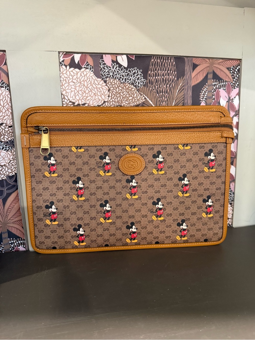 Gucci Brown Disney Mickey Mouse Clutch